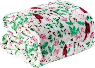 Luxury Home Cardinal Plush Decorative Throw Blanket