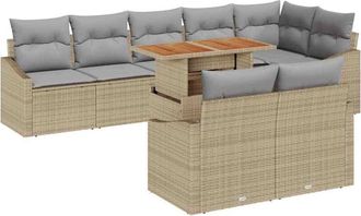 vidaXL Garden Sofa Set with Storage 9 pcs Beige Poly rattan vidaXL