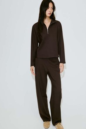 Mango Pantaloni dritti maglia sottile marrone - Donna - XXS - MANGO