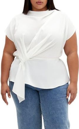 City Chic Temple Ave Side Drape Top in Pearl at Nordstrom Rack, Size L/20W