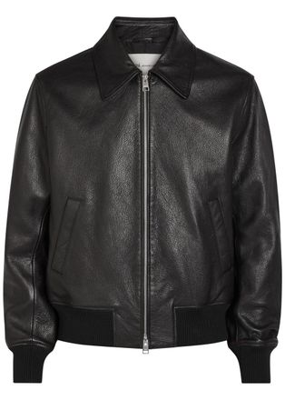 Ami Ami Paris Adc Grained Leather Bomber Jacket - Black - L