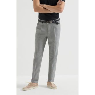 Brunello Cucinelli Prince of Wales trousers in Grey at Nordstrom, Size 50 It
