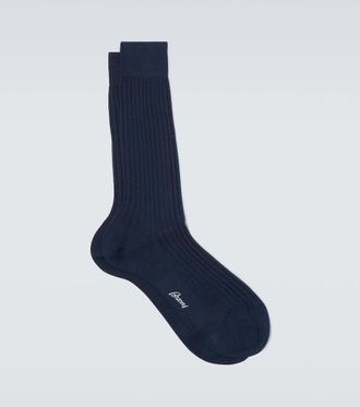 Brioni Ribbed-knit cotton socks