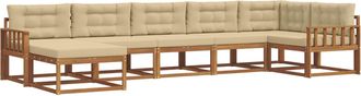 vidaXL Conjunto De Sof&aacute;s De Exterior 7 Uds. Natural Y Beige Vidaxl