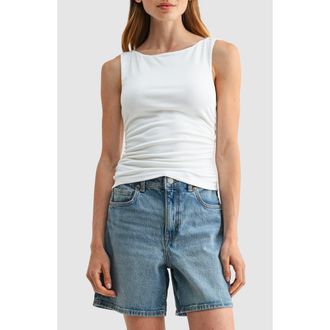 Lush Boat Neck Side Cinched Knit Tank in Off White at Nordstrom Rack, Size X-Small