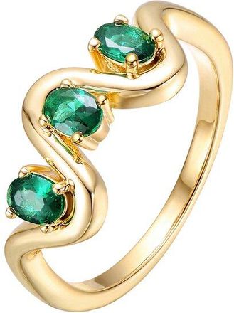 Rachel Glauber 14K Plated Cz Three Stone Ring