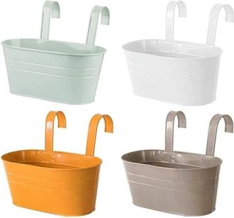 OEM Macetas Colgantes De Metal De 27,5 Cm Con Gancho Extra&iacute;ble - Juego De 4 Colores Para Balc&oacute;n, Jard&iacute;n E Interiores - Ulisem