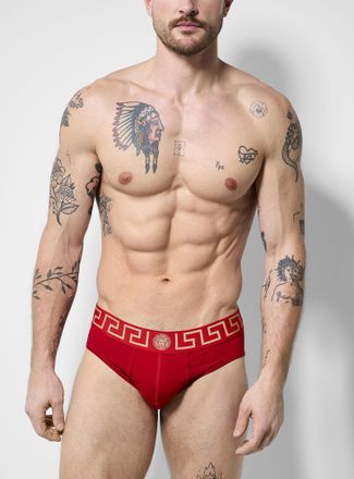 Versace Mens Gold signature logo red brief Cotton