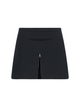 Courr&egrave;ges Zip Mini Skirt In Black Fabric
