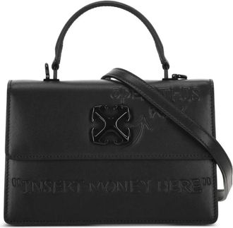 Off-white Tassen, Dames, Zwart, ONE Size, Leer, Leren Handtas met Klep en Opgedrukt Detail