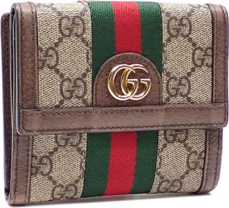 Gucci Beige Brown Gg Supreme Leather Wallet (Bi-Fold) (Pre-Owned)