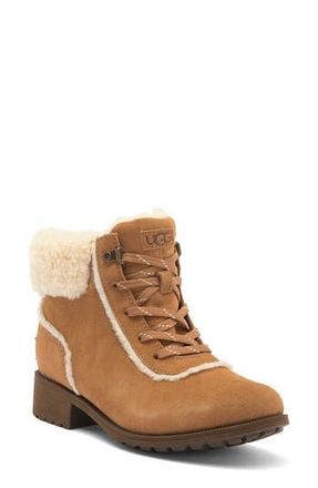 UGG Bodie Faux Fur Lace Bootie in Chestnut at Nordstrom Rack, Size 6.5