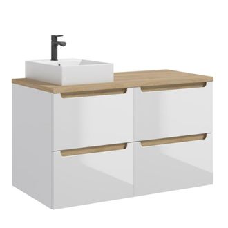 Petits Meubles Mueble lavabo 4 cajones estratificado Blanco