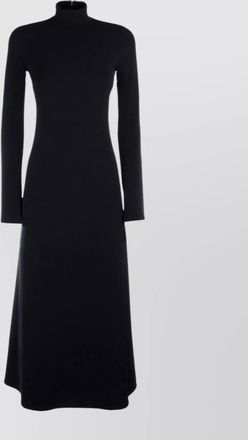 Balenciaga high neckline long sleeve fitted bodice flared skirt