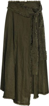 P.A.R.O.S.H. Flowing Linen Skirt With Frayed Hem
