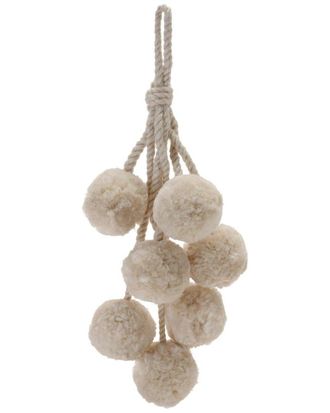 Melrose International Set Of 4 Beige Pom Pom Cluster Drop Ornament