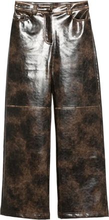 Patrizia Pepe Pantaloni in tessuto cerato con stampa - Marrone