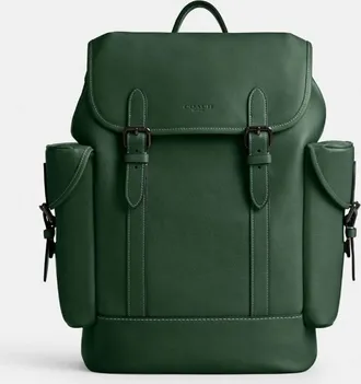 Coach Hitch Leather Backpack In Hunter Green
