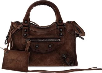 Balenciaga Le City Mini Schoudertas - Dames - Handtassen - Bruin - ONE Size - Katoen - Tassen