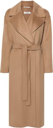 Max Mara Arona belted wrap coat - women - Silk/Virgin Wool - 42 - Brown