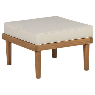Beliani Otomana De Madera De Acacia Clara Beige Claro Coj&iacute;n Resistente Intemperie Baratti