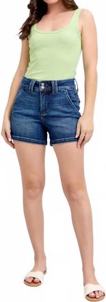 Judy Blue Double Button Waistband Denim Shorts In Dark Wash