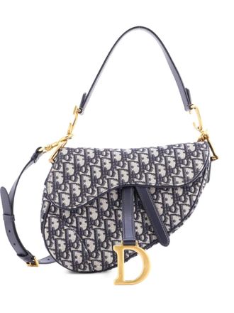 Dior Saddle Handbag with Strap Oblique Canvas Medium shoulder bag - Blue