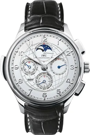 IWC Grande Complication Silver Dial Black Leather Automatic Mens Watch IW377401