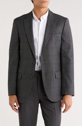 Original Penguin Plaid Two-Button Sport Coat in Grey/Blue at Nordstrom Rack, Size 44 Regular