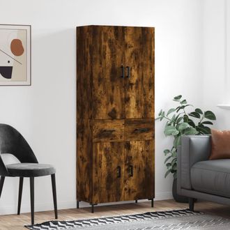 vidaXL Vidaxl - Aparador Alto Madera Contrachapada Roble Ahumado 69,5x34x180 Cm