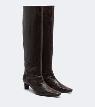 Staud Botas altas Wally de piel grabada