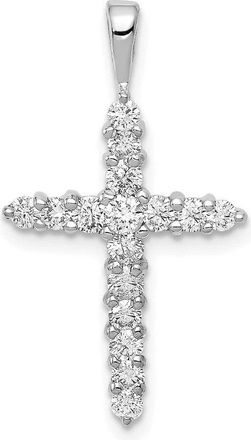 Diamond2Deal 14K White Gold Lab Grown Diamond Cross Pendant (0.51ct, VS, G-H)
