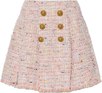 Balmain Flared Tweed Rok - Dames - Korte rokken - Roze - 2XS - Tweed - Rokken