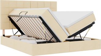 vidaXL Cama De Almacenamiento Led Con Colch&oacute;n Crema 180 X 200 Cm Tela Vidaxl