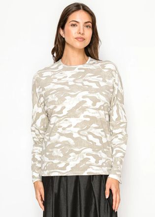 YAL New York Casual Beige Long Sleeve Cotton Top