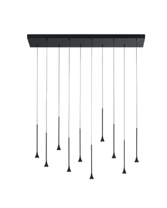 Fabas Luce Lampada A Sospensione Susa Led 10x 5w 4650lm 3000k Dimmerabile In Metallo Nero, Ip20, Altezza Regolabile Fino A 200cm - Susa