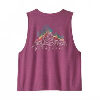 Patagonia Womens Capilene Cool Trail Cropped Tank Top In Fitz Roy Nimbus: Faded Magenta