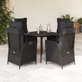 vidaXL Set De Muebles Jard&iacute;n 5 Pzas Con Cojines Rat&aacute;n Sint&eacute;tico Negro Vidaxl