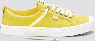 Cariuma Womens Cariuma OCA Low Sneakers Yellow Canvas Comfort Casual Shoes ZAP1810