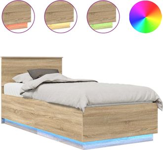 vidaXL Estructura De Cama Con Tiras Led Roble Sonoma 70 X 190 Cm Vidaxl