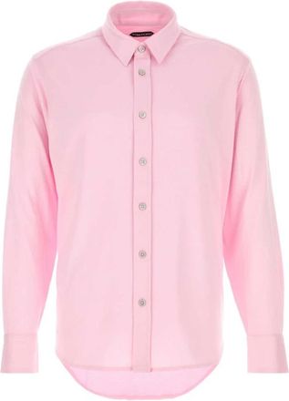 Tom Ford Silk Cotton Blend Shirt - Heren - Casual Overhemden - Roze - M - Katoen - Overhemden