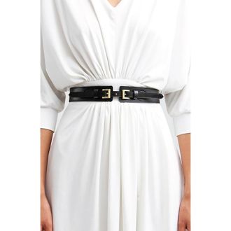 Belle & Bloom London Fog Leather Waist Belt in Black at Nordstrom, Size X-Small