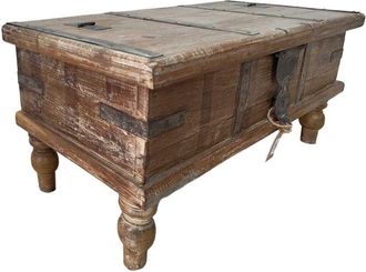 Wanderlust Deco Ba&uacute;l De Madera Acabado Artesanal Marr&oacute;n 89x37x38h Cm