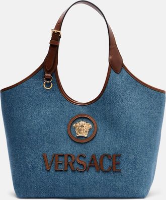 Versace La Medusa denim tote bag