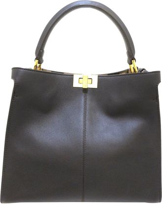 Fendi Pre-owned Womens Peekaboo Tote Leather - Dark Grey - One Size