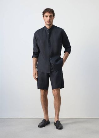 Mango Camicia regular fit 100% lino navy - Uomo - XXL - MANGO MAN