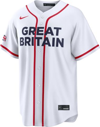 Nike Jazz Chisholm Jr. Great Britain National Baseball Team 2026 World Baseball Classic Nike Mens Stadium Jersey in White | RE260H01W35-SMS