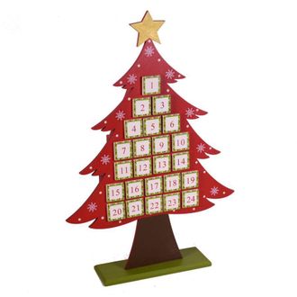 Vacchetti Calendario De Adviento &Aacute;rbol Madera Roja Cm36x8h53