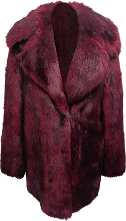 Michael Kors Pre-owned Womens Faux Fur Coat in Burgundy Acrylic - Size X-Small/Small