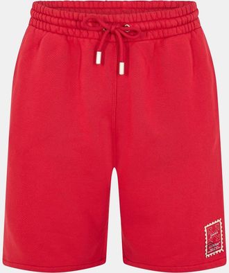 Off-white Mens Off White Solid Sweat Shorts with Clean Hem in Red/Beige - Size Small